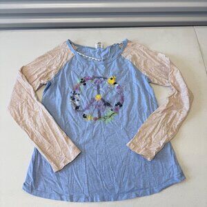 Vivilish Women's Floral Peace T-Shirt, Blue, Large